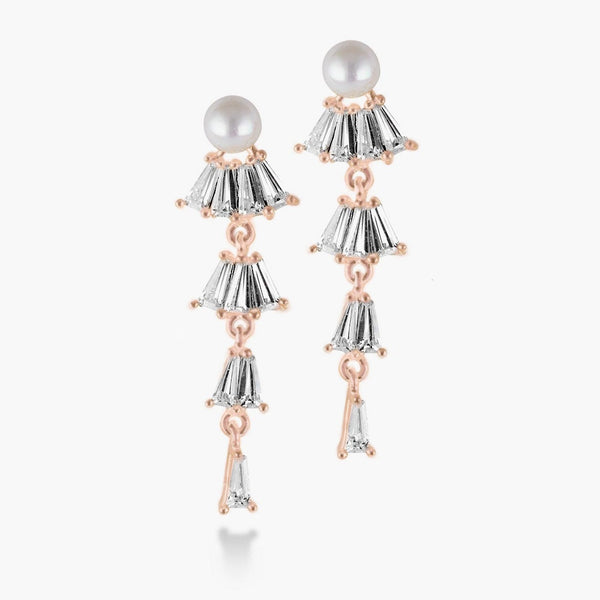 Origami Jewellery Pearl Dangle Fan Earrings