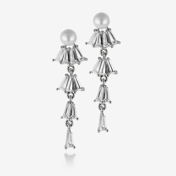 Origami Jewellery Pearl Dangle Fan Earrings