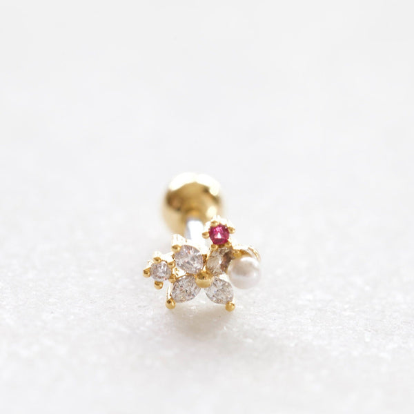 Origami Jewellery Pearl Flower Earring
