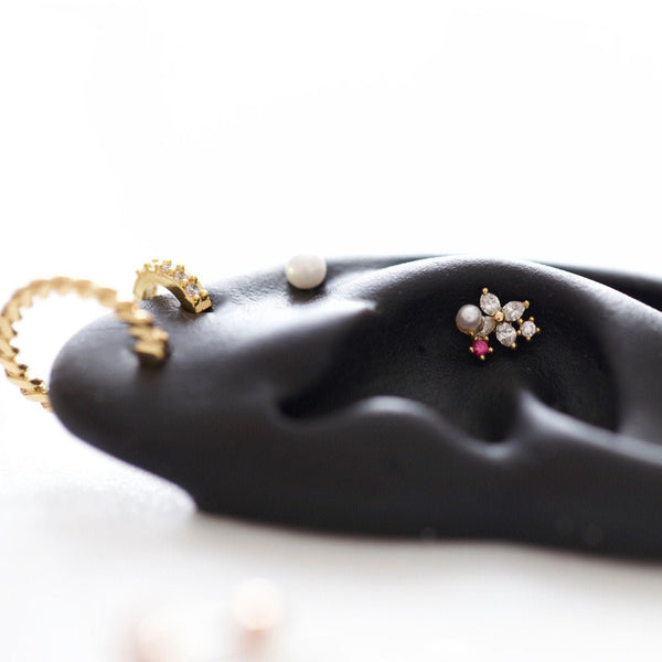 origami jewellery Pearl Flower Earring