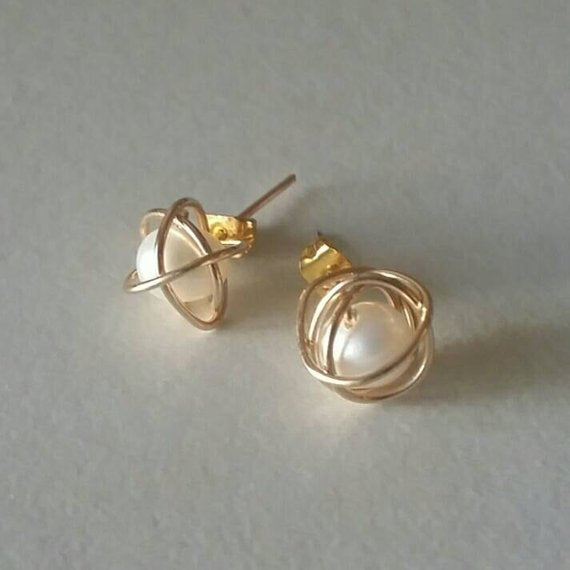 Origami Jewellery Pearl Knot Earrings