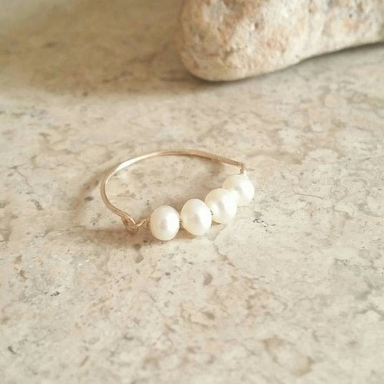 Origami Jewellery Pearl Line Ring