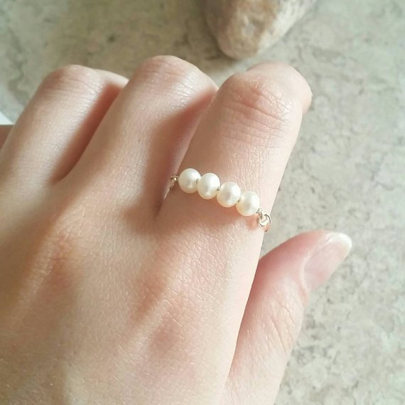 Origami Jewellery Pearl Line Ring