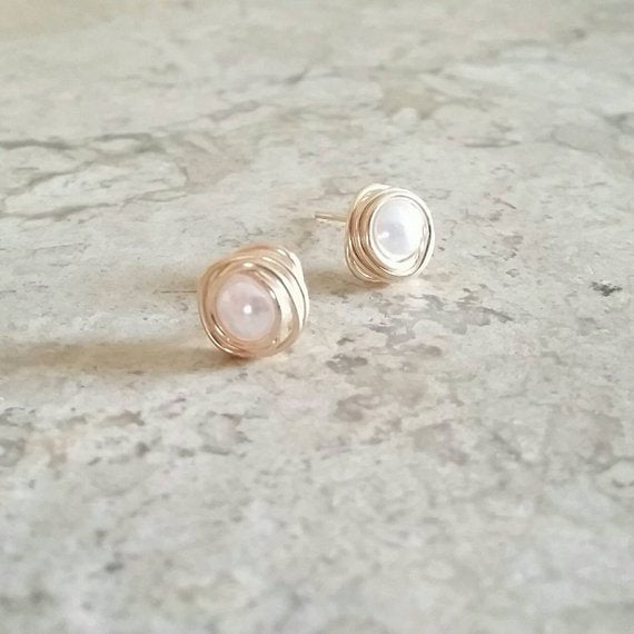 Origami Jewellery Pearl Wire Earrings