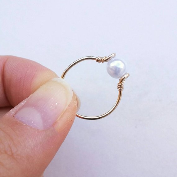 Origami Jewellery Pearl Wire Ring