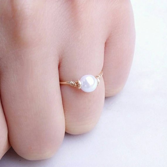 origami jewellery Pearl Wire Ring
