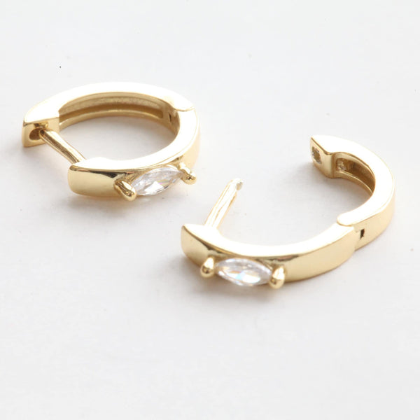 Origami Jewellery Rhombus Stone Gold Hoops