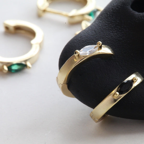 origami jewellery Rhombus Stone Gold Hoops