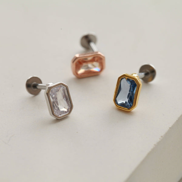 origami jewellery Round Rectangle Stud