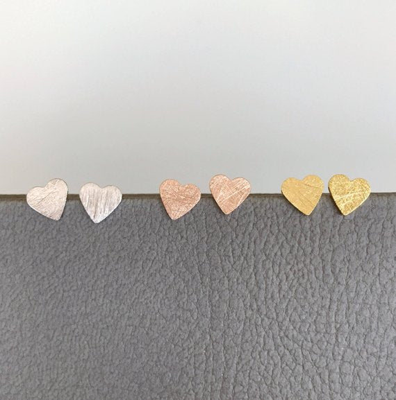 Origami Jewellery Scratched Heart Studs