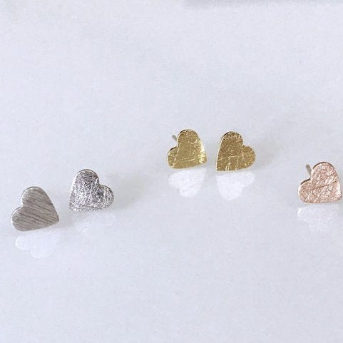 Origami Jewellery Scratched Heart Studs