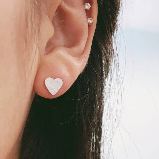 Origami Jewellery Scratched Heart Studs