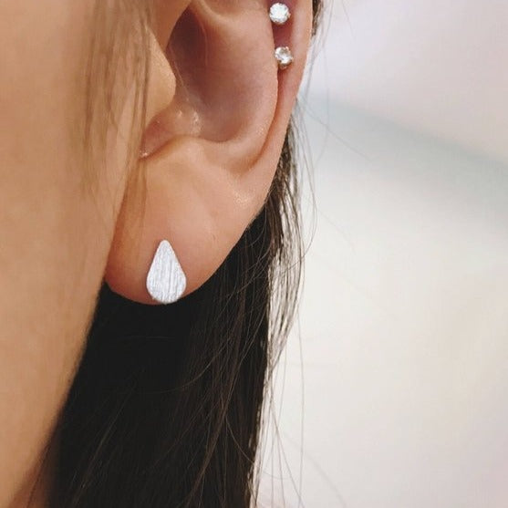 origami jewellery Scratched Teardrop Studs