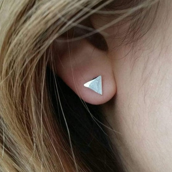 origami jewellery Scratched Triangle Studs