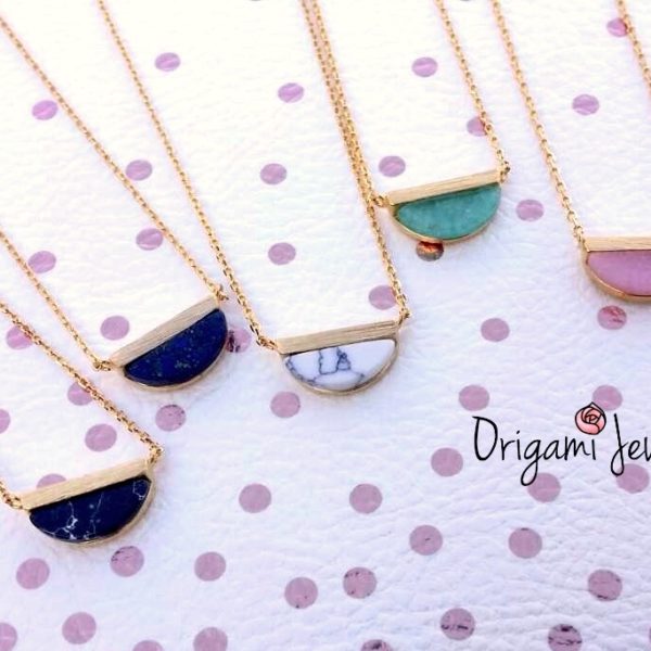 Origami Jewellery Semi Circle Gemstone Necklace