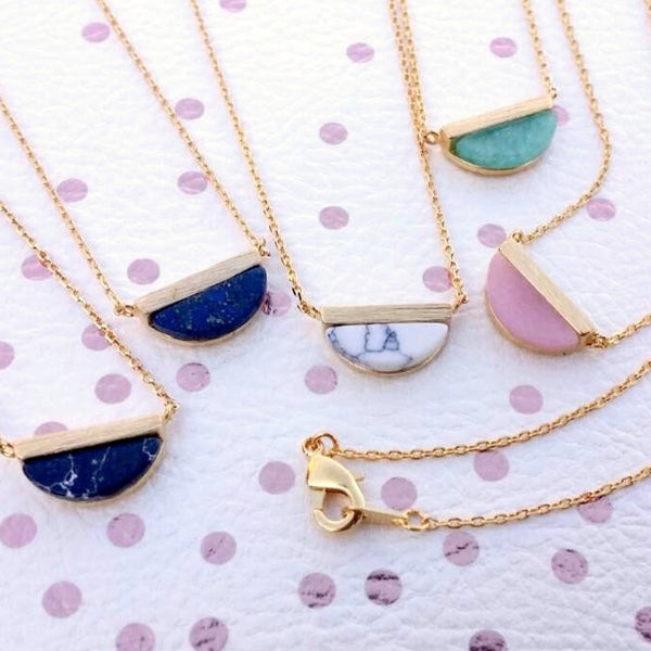 Origami Jewellery Semi Circle Gemstone Necklace