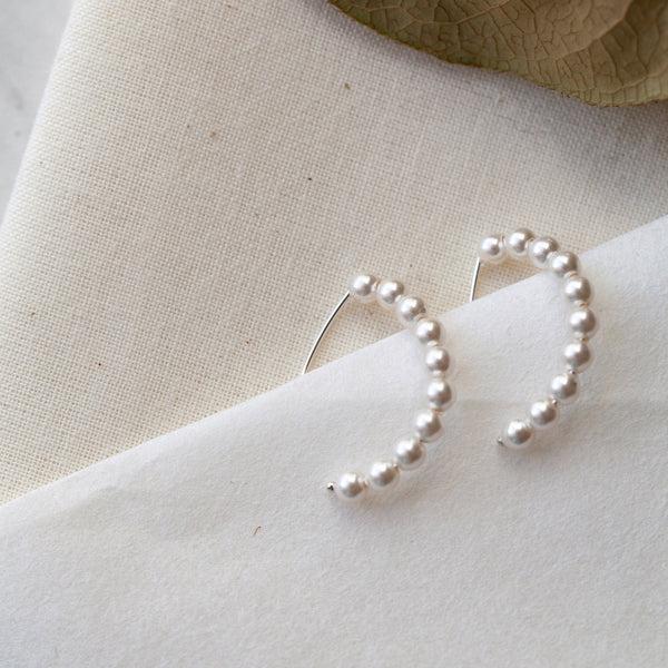 origami jewellery Silver Pearl Hoop