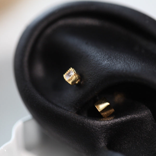 Origami Jewellery Square CZ Daith Barbell