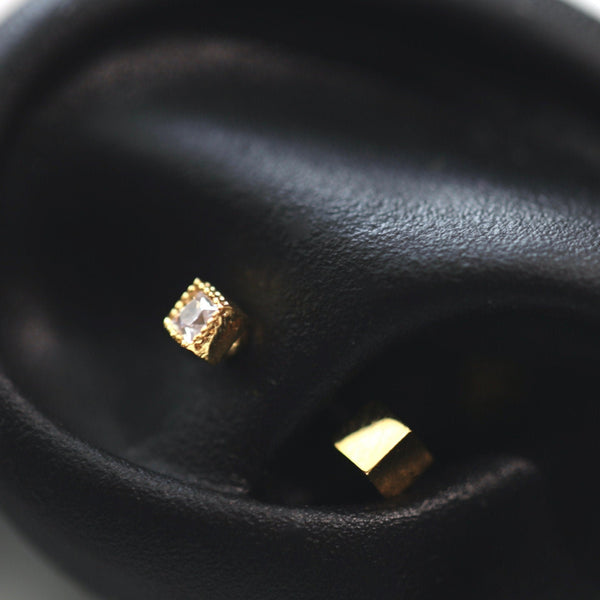 origami jewellery Square CZ Daith Barbell