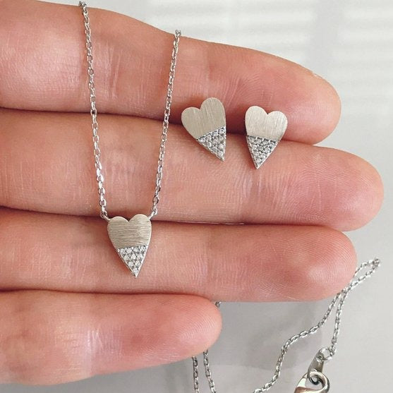 origami jewellery Stone Dipped Heart Jewelry Set