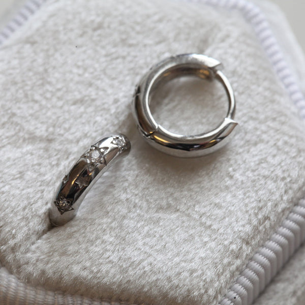 Origami Jewellery Stone Pave Star Gold Hoops