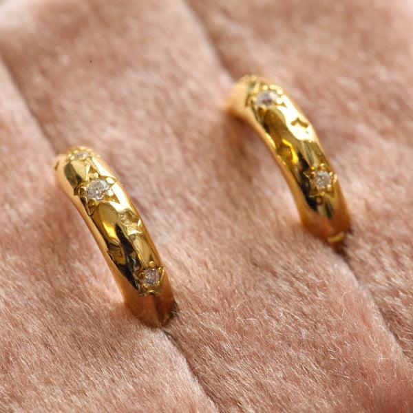 origami jewellery Stone Pave Star Gold Hoops