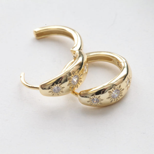 Origami Jewellery Stone Pave Sun Gold Hoops