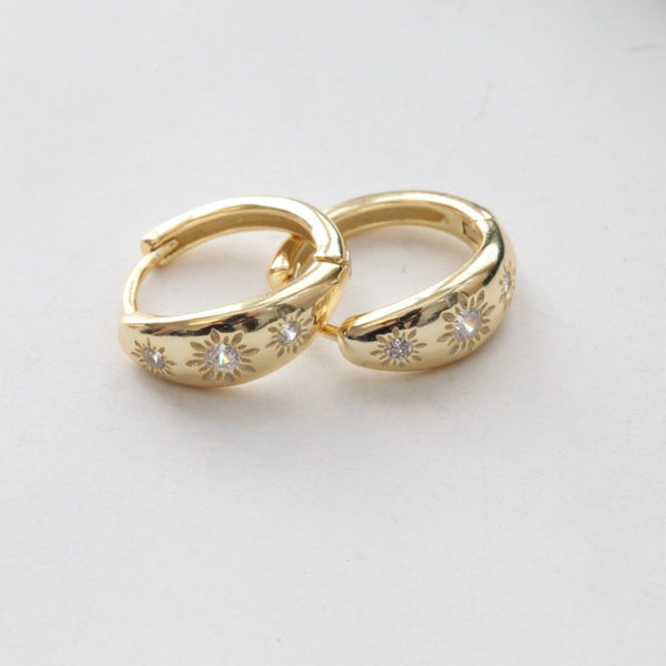 Origami Jewellery Stone Pave Sun Gold Hoops