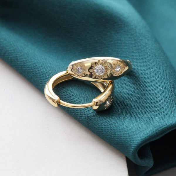 Origami Jewellery Stone Pave Sun Gold Hoops