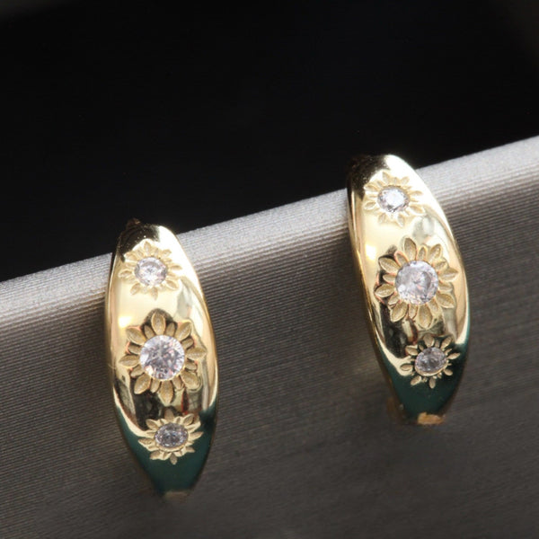 origami jewellery Stone Pave Sun Gold Hoops