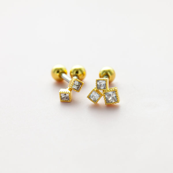 Origami Jewellery Tiny CZ Square Cartilage Earring