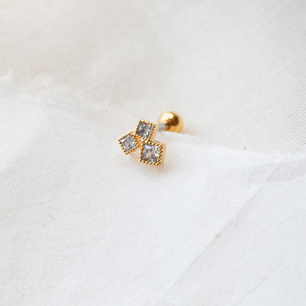 Origami Jewellery Tiny CZ Square Cartilage Earring