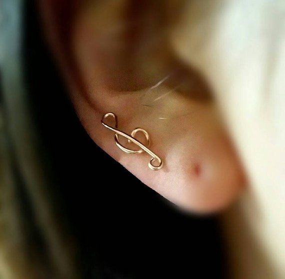 Origami Jewellery Treble Clef Wire Earring