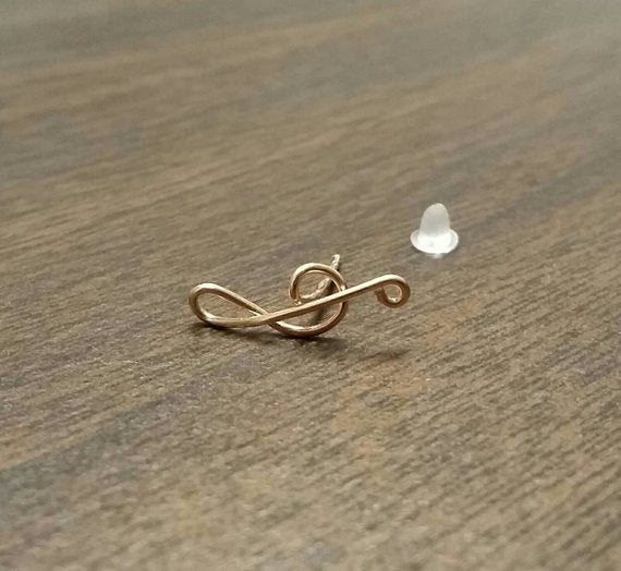 Origami Jewellery Treble Clef Wire Earring