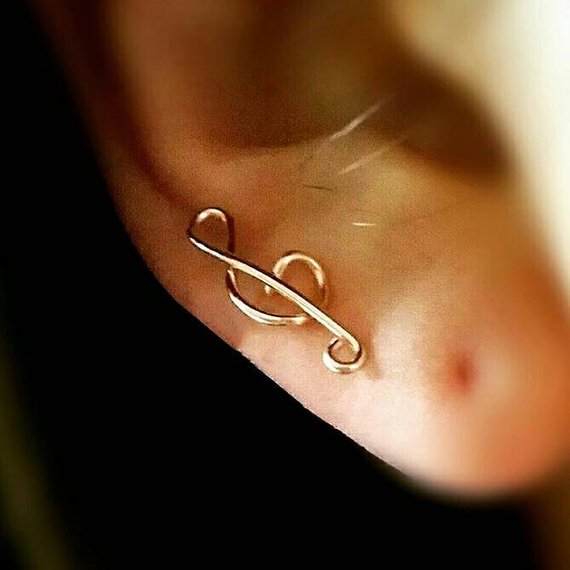 origami jewellery Treble Clef Wire Earring
