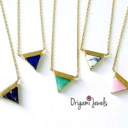 origami jewellery Triangle Gemstone Necklace