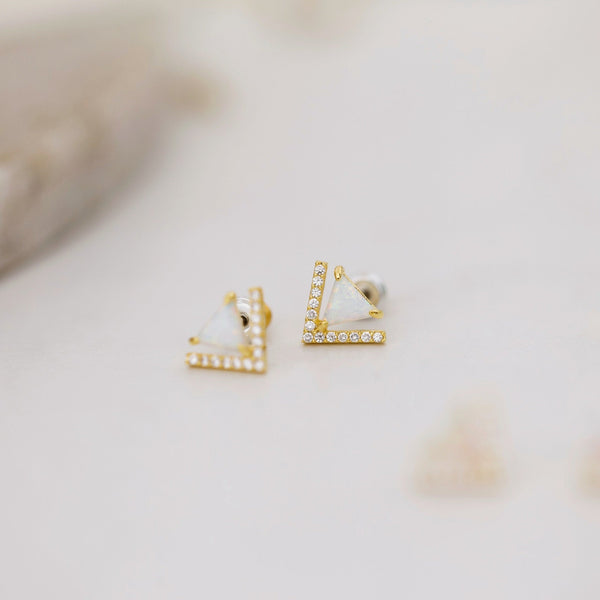 Origami Jewellery Triangle Opal Stud Earrings