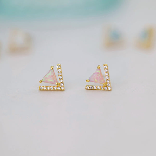 Origami Jewellery Triangle Opal Stud Earrings