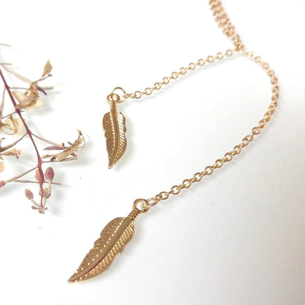 Origami Jewellery Two Feathers Necklace