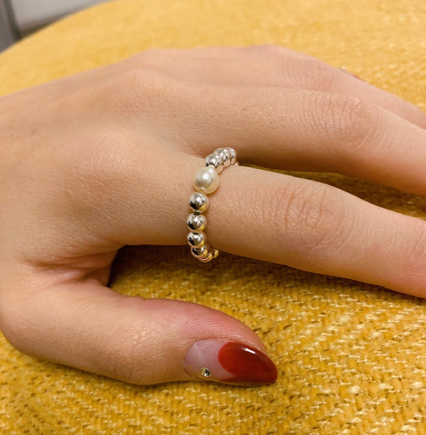 origami jewellery Sterling silver Pearl Beaded Ring