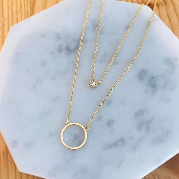 Origami Jewellery Stone Choker/Circle Layer Necklace