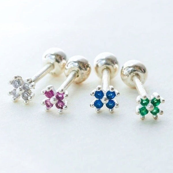 origami jewellery Teeny Tiny Sterling Silver Flower Stud