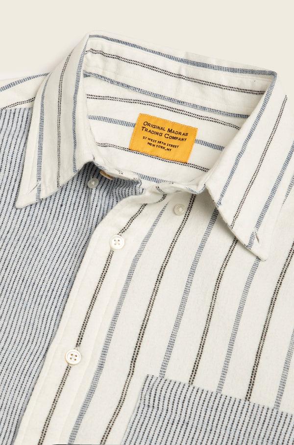 Original Madras Trading Company N°103 Contrasting Parts Button Down Collar Long Sleeve Shirt