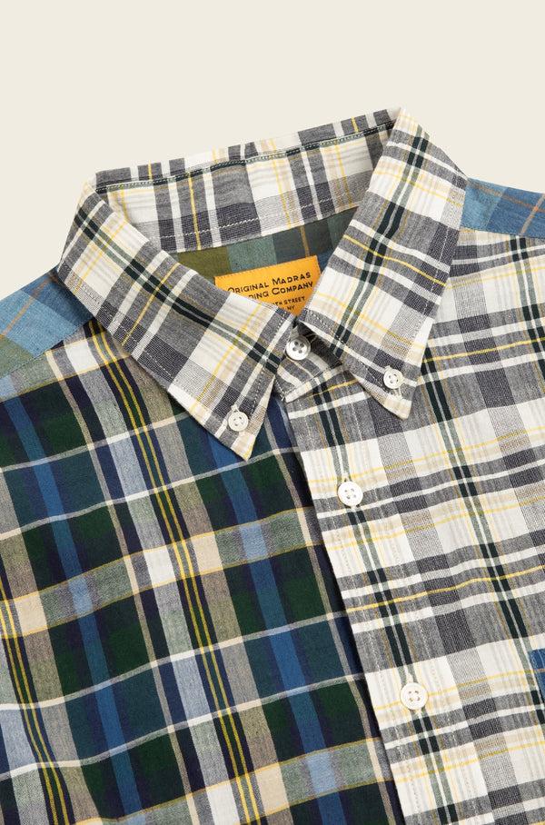 Original Madras Trading Company N°103 Contrasting Parts Button Down Collar Long Sleeve Shirt