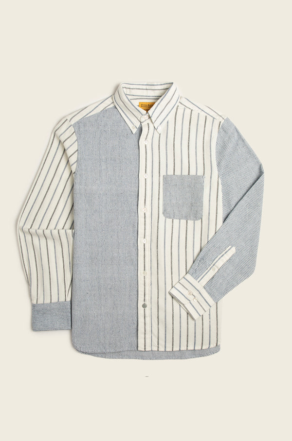 original madras trading company N°103 Contrasting Parts Button Down Collar Long Sleeve Shirt