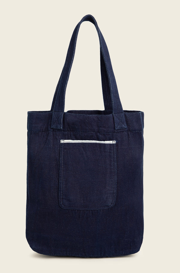Original Madras Trading Company N°183 Handloom Denim Vertical Tote Bag