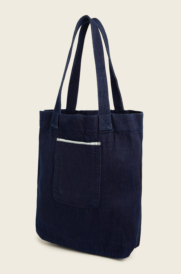 Original Madras Trading Company N°183 Handloom Denim Vertical Tote Bag