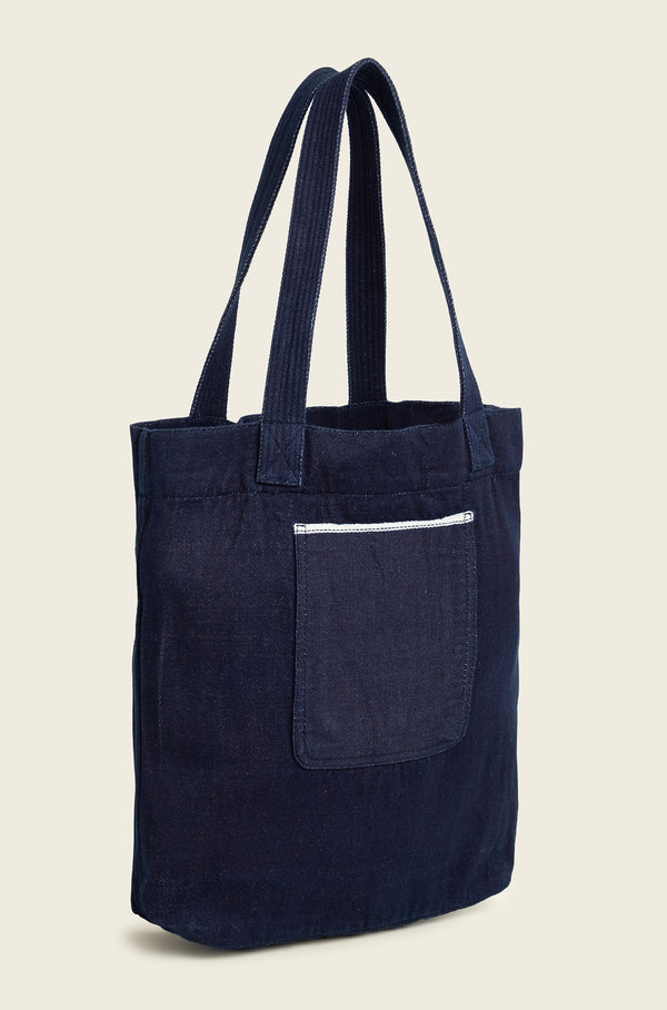 original madras trading company N°183 Handloom Denim Vertical Tote Bag original madras trading company N°183 Handloom Denim Vertical Tote Bag