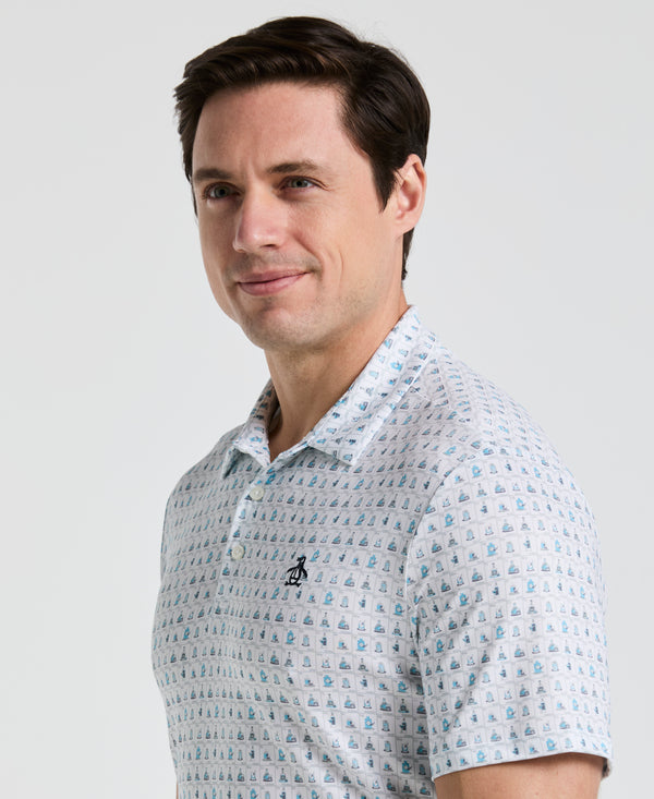Original Penguin 19th Hole Windowpane Print Golf Polo