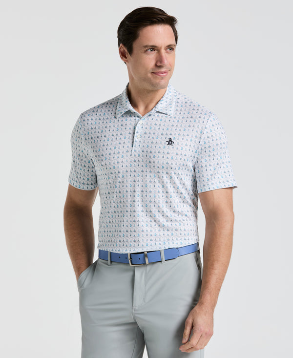 original penguin 19th Hole Windowpane Print Golf Polo